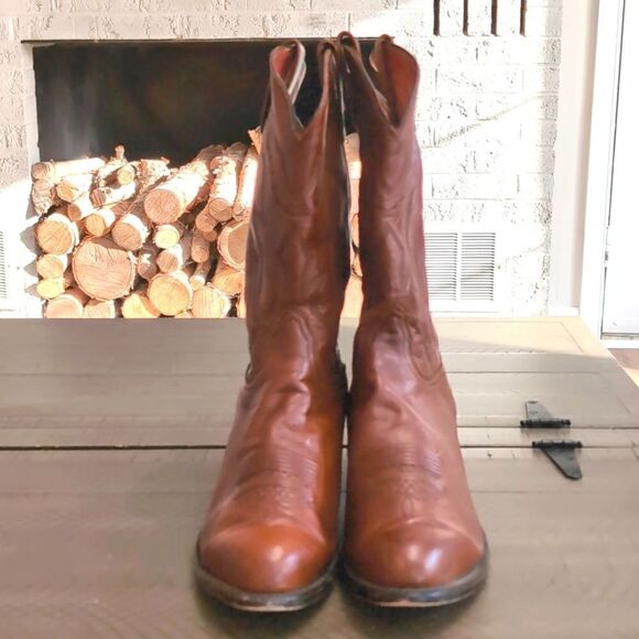 Lucchese 2000 T3097-R4 Men’s Lone Star Calf R-Toe Cowboy Boots Cognac Brown Sz … main image 9